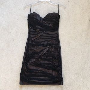 Black and light pink bodycon strapless dress